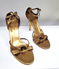 Authentic Gucci Crystal Broche Gold Sandal 40...