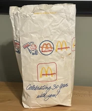 Vtg 1985 McDonald’s Paperbag Item Count 4-6 - 30th Anniversary Ephemera Prop