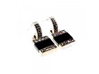 925 Sterling Silver Black Nephrite & Marcasites Earrings