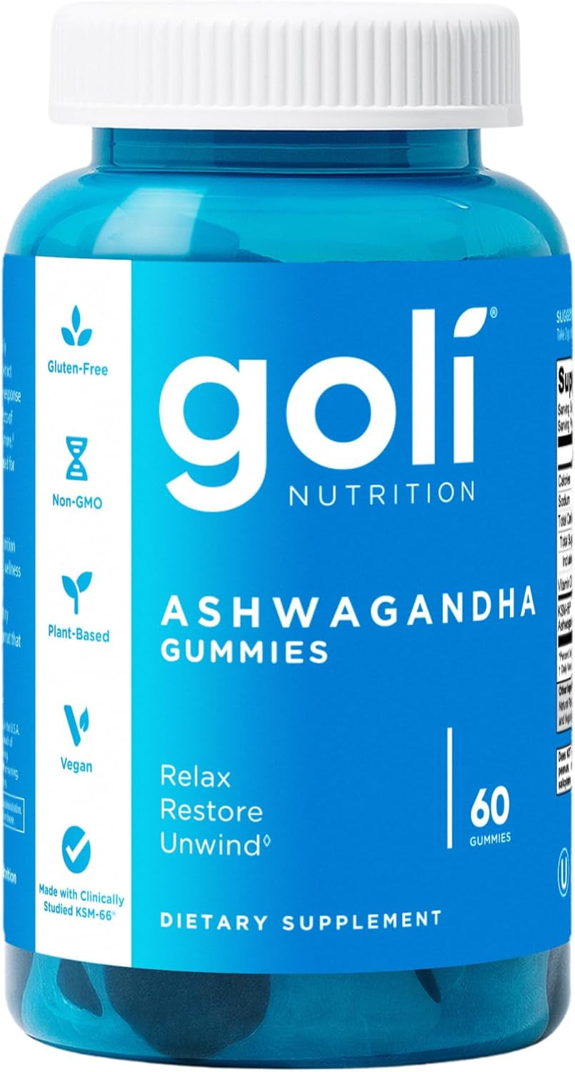 **Ashwagandha Gummies – KSM-66, Vitamin D, Vegan, Non-GMO, Mixed Berry, 60 Count