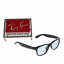 RAY-BAN NEW WAYFARER SUNGLASSES BLACK / BLUE GREY TRANSPARENT RB2132F 601/64