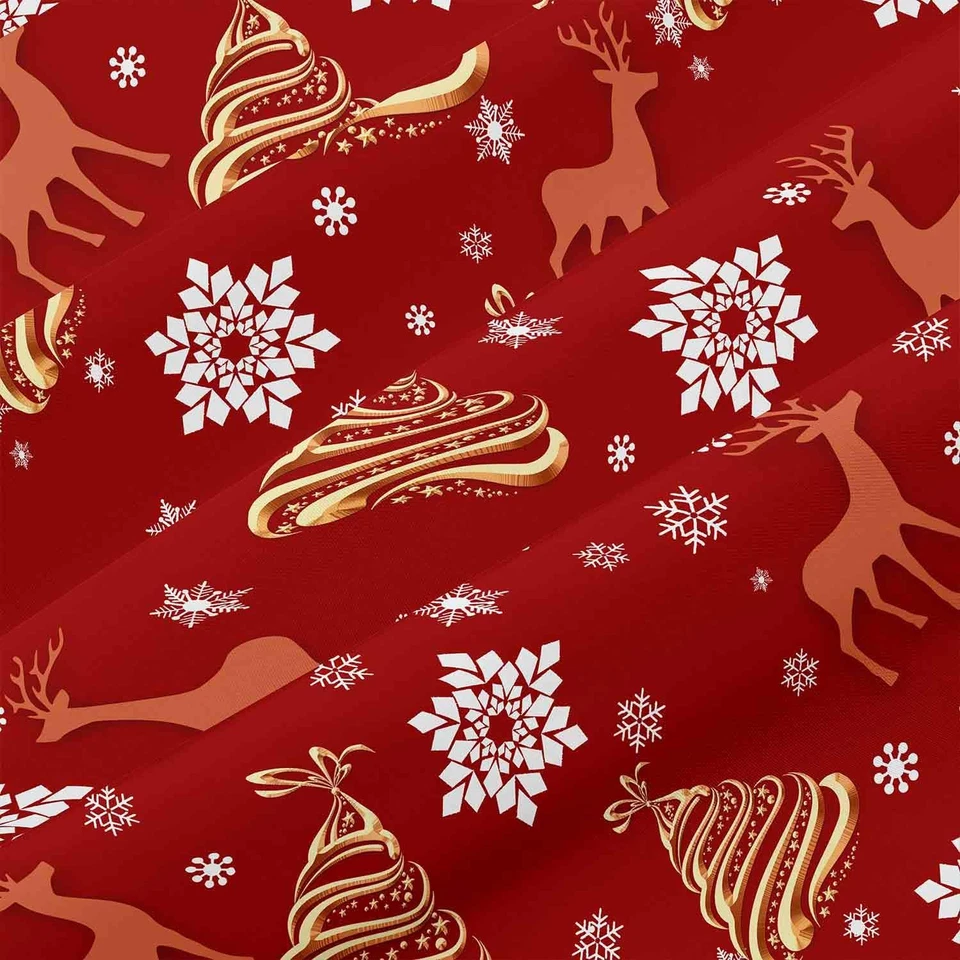 Funda Nórdica Navidad Talla Queen, 3 Piezas Rojo Deear Dorado Árbol y Estampado de Nieve Foto 3 de 4