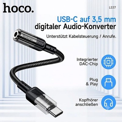 HOCO LS37 USB-C auf 3,5mm Klinke Audio Adapter DAC Kopfhörer Konverter