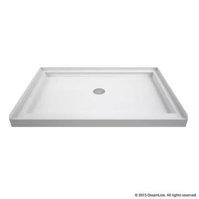 Slimline 48 In.X 32 In. Single Threshold Alcove Shower Pan Base in White with Ce