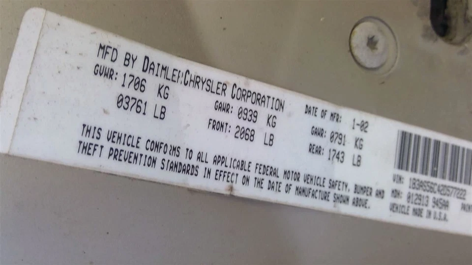 Dodge Neon 2002 Automatic Transmission R5069269AH 2271 - Image 4 of 4