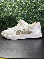 BETSEY JOHNSON Kane Jeweled White Satin Rhinestone Bride Sneakers Size 8M