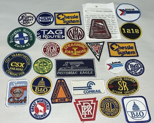 Lot Of 27 Vintage Railroad Embroidered Patches Trains Railroadania RR Chessie