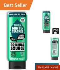 Energizing Mint & Tea Tree Shower Gel - 100% Natural, 750ml Luxurious Experience 5.92 per litre