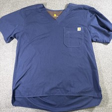 Carhartt Shirt Mens Medium Blue Scrub Top Workwear Pocket Ripstop V Neck Nurse