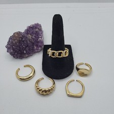 Lot of 5 SILVER 925 Band Rings  Gold Design 