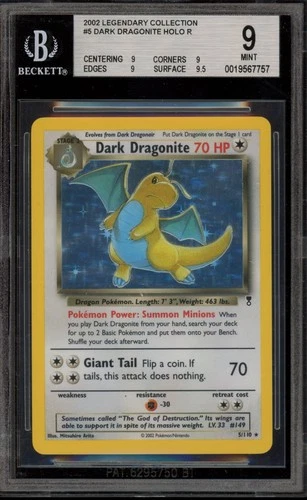 Pokemon Dark Dragonite Legendary Coll. Reverse Holo Rare #5 BGS 9 Mint