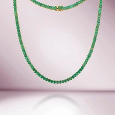 10Ct Oval Cut Lab-Created Emerald Tennis Necklace 14K Yellow Gold Plated