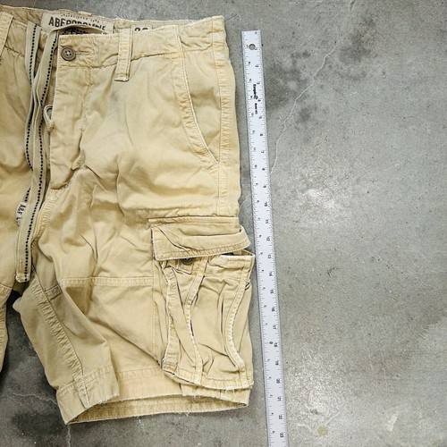 Abercrombie & Fitch Paratrooper Military Cargo Shorts Men’s 33 Tan Drawstring #1 - Picture 13 of 14