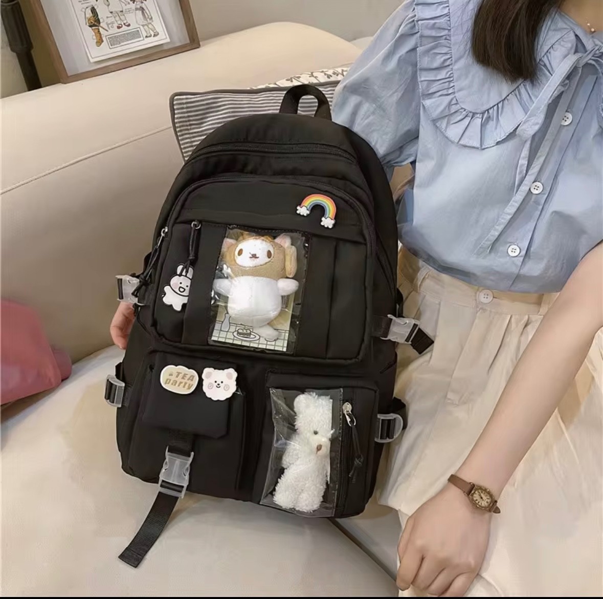 With Cute Accessories Pin Pendant Travel Laptop Bag Large Ou