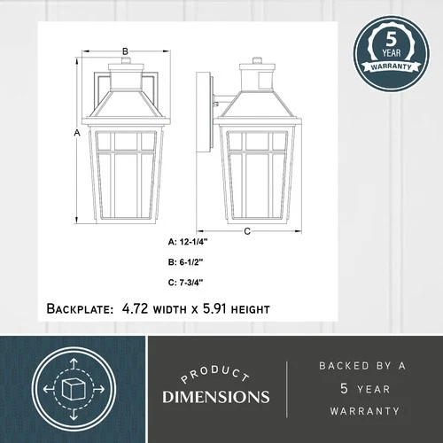 Vaxcel Lighting T0781 Garfield Park 12" Tall Outdoor Wall Sconce - Black - Picture 5 of 10