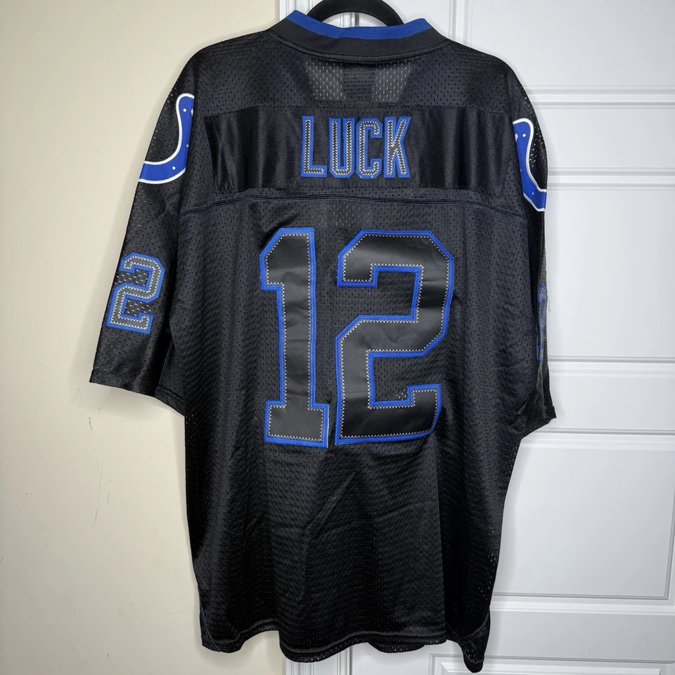 Camiseta Reebok NFL Indianapolis Colts para hombre X-Large negra sobre el campo Andrew Luck 12 Foto 2 de 4