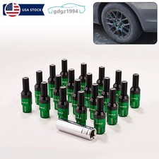 20pc M14x1.5 Wheel Lug Bolts Cone Seat Stud Set 35mm Shank For Aftermarket Green