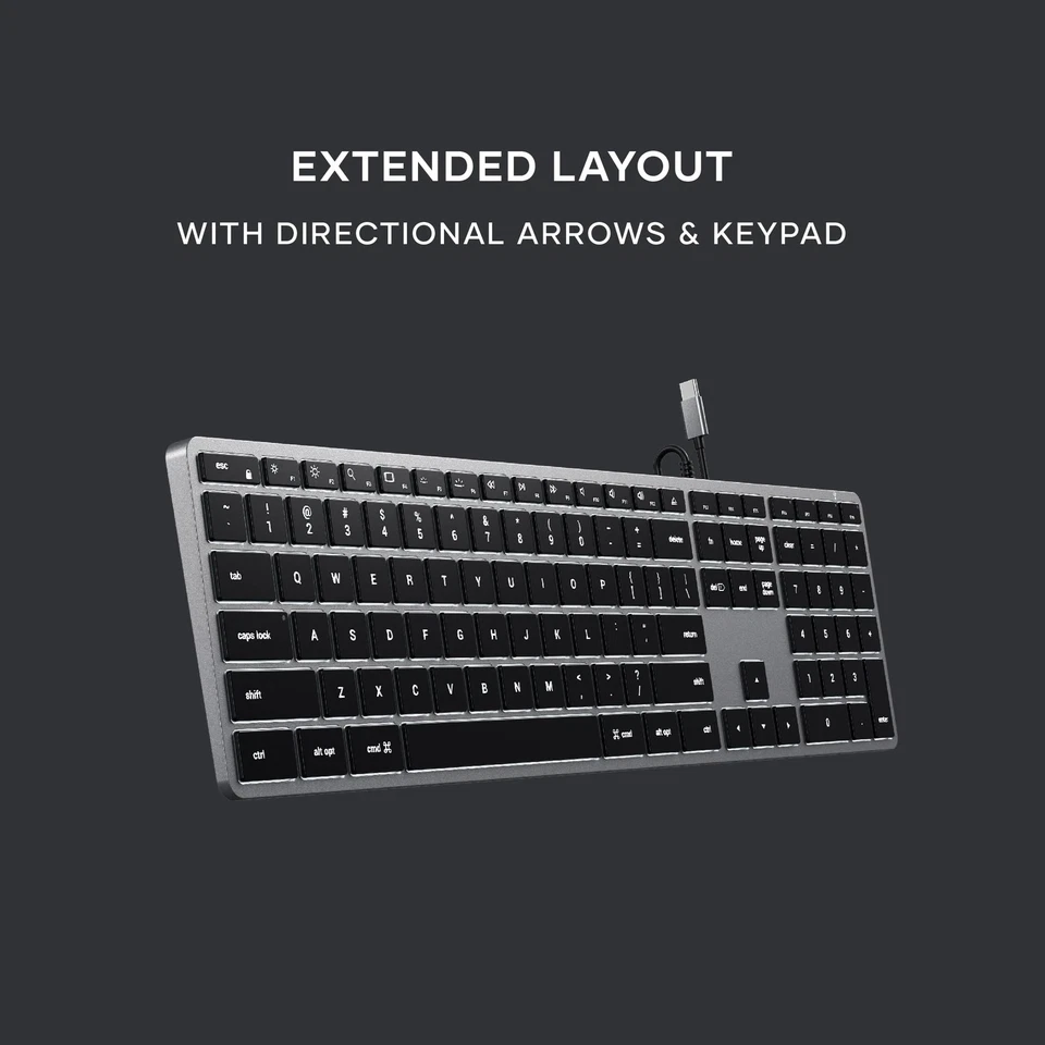 Slim W3 Wired Backlit Keyboard with Numeric Keypad, Illuminated Keys & USB C ... - Image 4 of 4