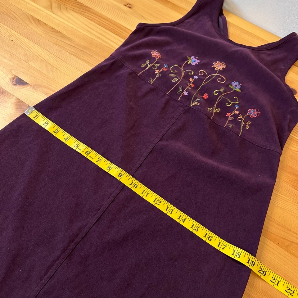 Vestido Ciruela Mujer Petite S Caprichoso Hada Grunge Años 90 Boho Floral Bordado Foto 4 de 4