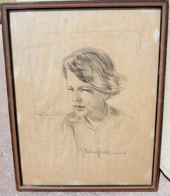 Duncan Gleason 1881-1959 pencil drawing young girl important California artist