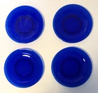 4 Cobalt Blue 8 1/4" Glass Plate Set Vtg Anchor Hocking Arcoroc Bormioli Rocco