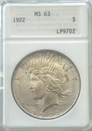 1922 Peace Dollar ANA First Generation  MS63