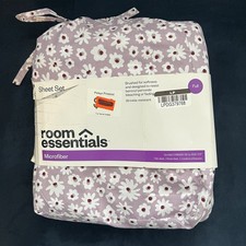 Full Purple Floral Print Microfiber Sheet Set With Pillowcases
