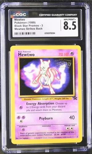 Pokémon tcg 1999 Black Star Promos Mewtwo #3 CGC 8.5