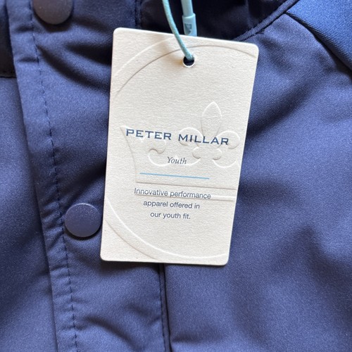 NWT Peter Millar Pursuit Half Snap Zip Hoodie Boys' S Blue Side Pockets Size S - Picture 2 of 10