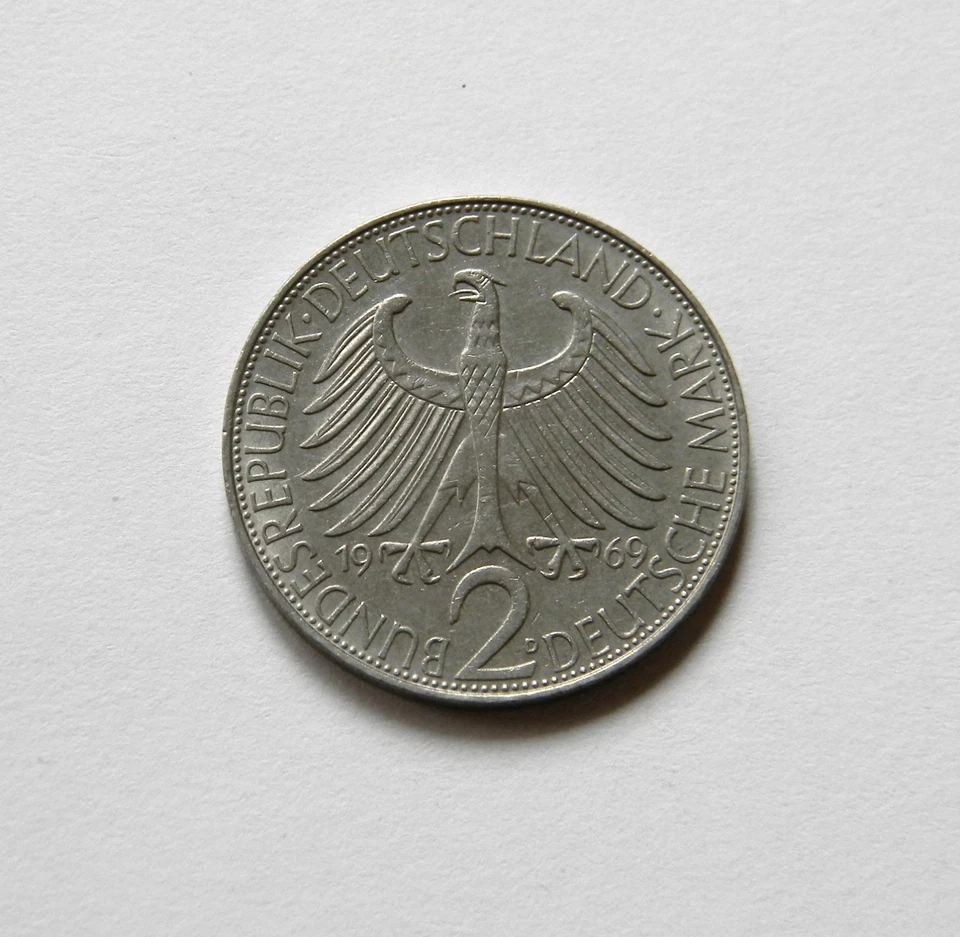 BRD: 2 DM 1969 D "MAX PLANCK", J. 392, prägefrisch/unc. - Bild 2 von 2