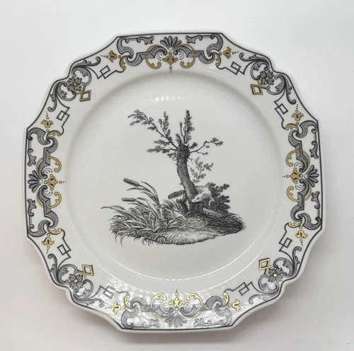 Mottaheduh Du Paquier Lunch Plate White Black Gold Fox 9.5” Met Museum Of Art