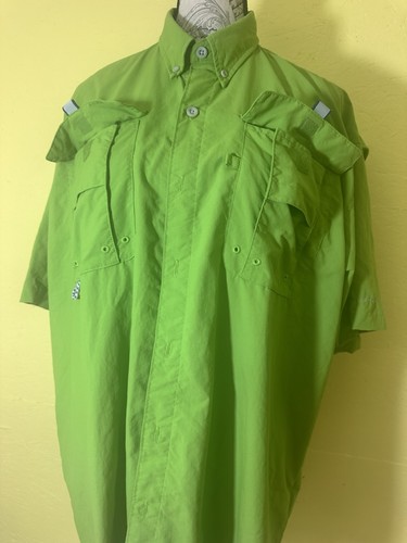 Columbia PFG Herren Medium grün belüftet Kurzarm Knopfleiste Angelhemd - Bild 2 von 9