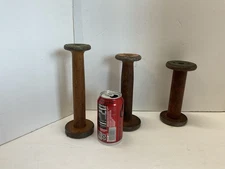 Primitive Large Industrial Wood Textile Mill Spool Bobbin Spindles Yarn Stands