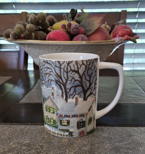Set of 4 Pottery Barn Winter Village Coffee Cups Tea Mugs Holiday NWOB Classic - Picture 5 of 16