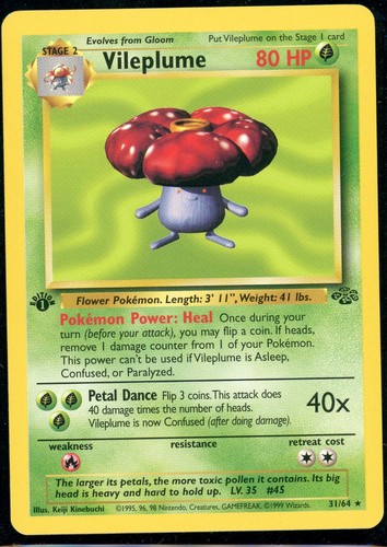 Pokémon TCG Vileplume Jungle 31/64 Regular 1st Edition Rare LP/MP