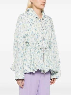 LOEWE Floral Hooded Zip Jacket White/Blue/Green Women's Size 34