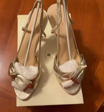 New amazing Kate spade New York gold metallic leather bow sling back heels 8.5