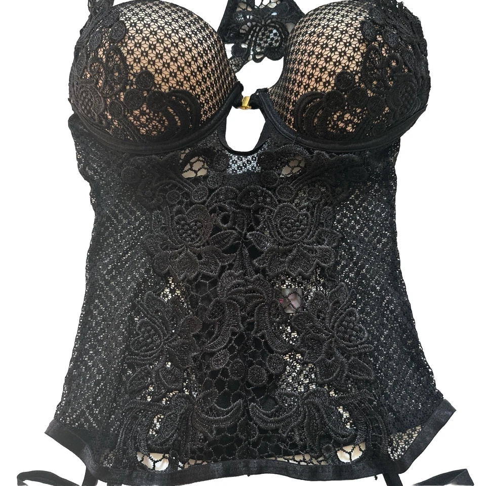 Conjunto de sujetador y braguita corsé Frederick’s of Hollywood negro nuevo con etiquetas Foto 4 de 4