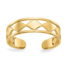 14K YELLOW GOLD OPEN DIAMOND DESIGN ADJUSTABLE TOE RING