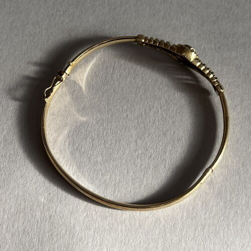 9ct Gold Sapphire & White Stone Bangle 7.49g Vintage Cluster 19cm 9k 375 - Picture 3 of 10