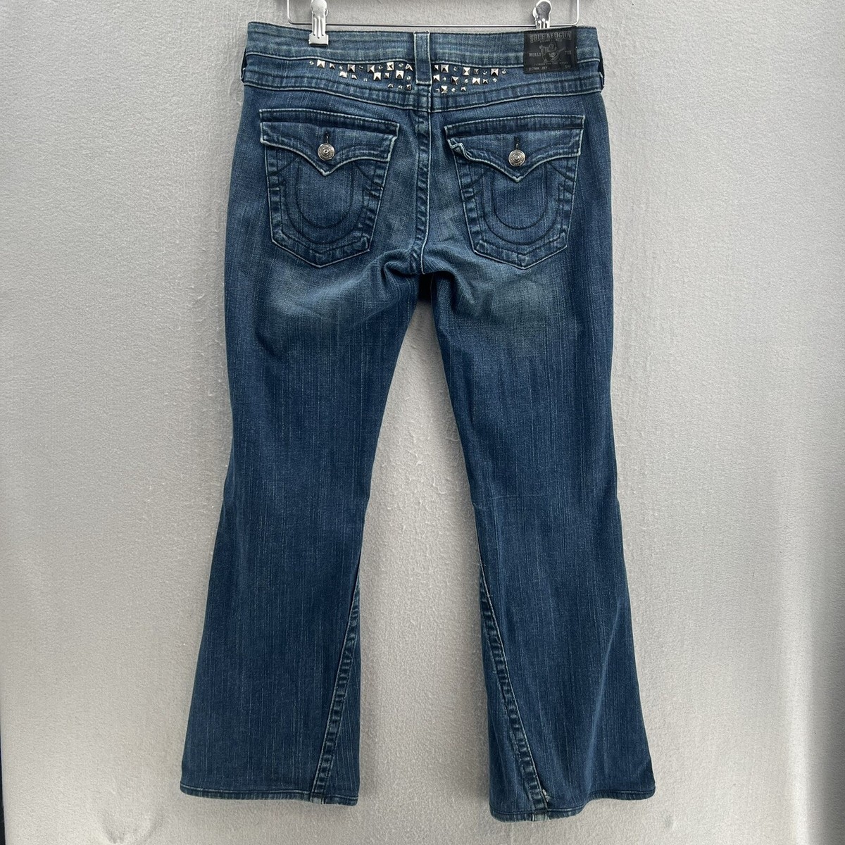 True Religion Joey Flare Jeans Womens Size 31x 29.5 Studded