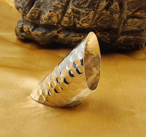 Long Statement Chunky Wide Tube Full Finger 925 Sterling silver Ring - Picture 4 of 10