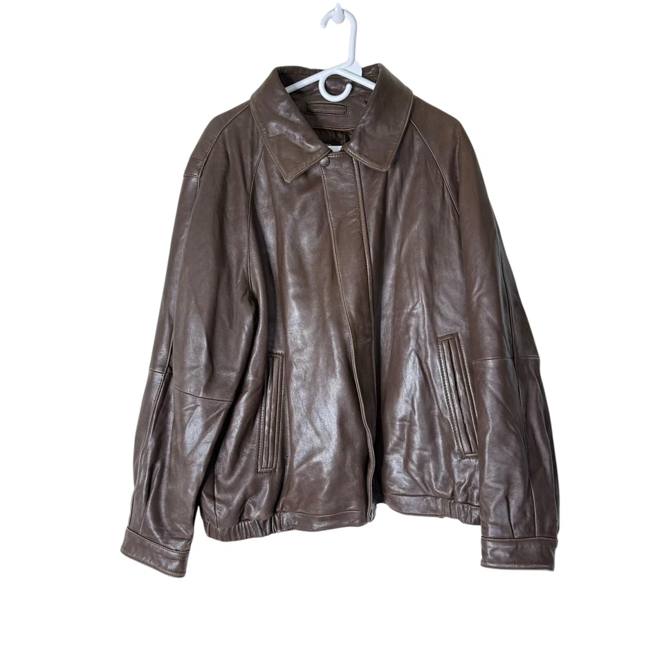 Vintage Liz Claiborne Mens Brown Lambskin Leather  Jacket -  Size  XL Coat