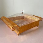 Goldtone Uzbekistan Fruit Display Stand Acrylic Lid 1990s Retro Tabletop Basket