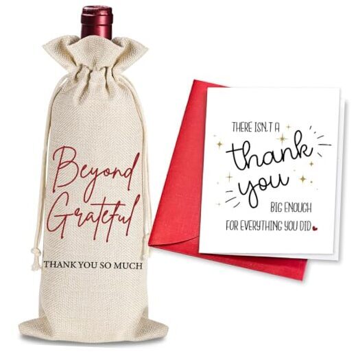 Thank You Wine Bag Gifts for Women Men, Beyond Grateful Wine Bag Gifts, Thank