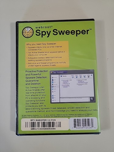 Webroot Spy Sweeper CD Rom Brand New In Plastic Wrap 2004 - Afbeelding 6 van 6