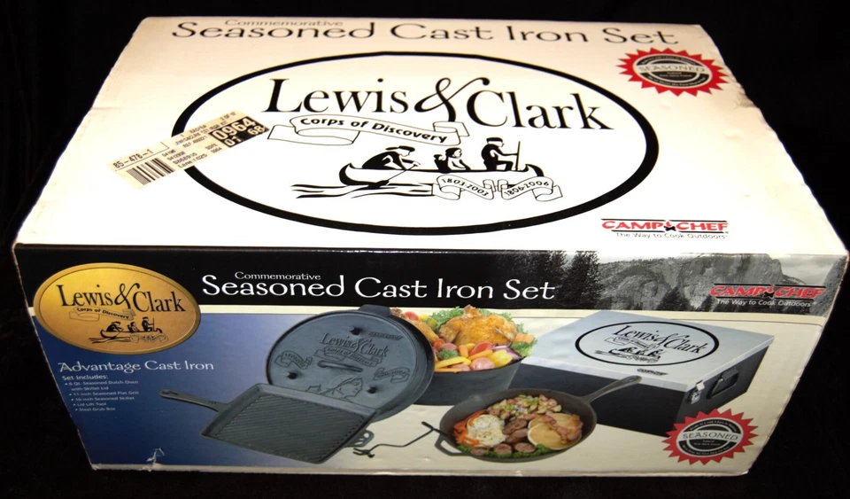 Camp Chef Lewis & Clark Seasoned Cast Iron Set w/ Metal Storage Box - Image 2 of 4
