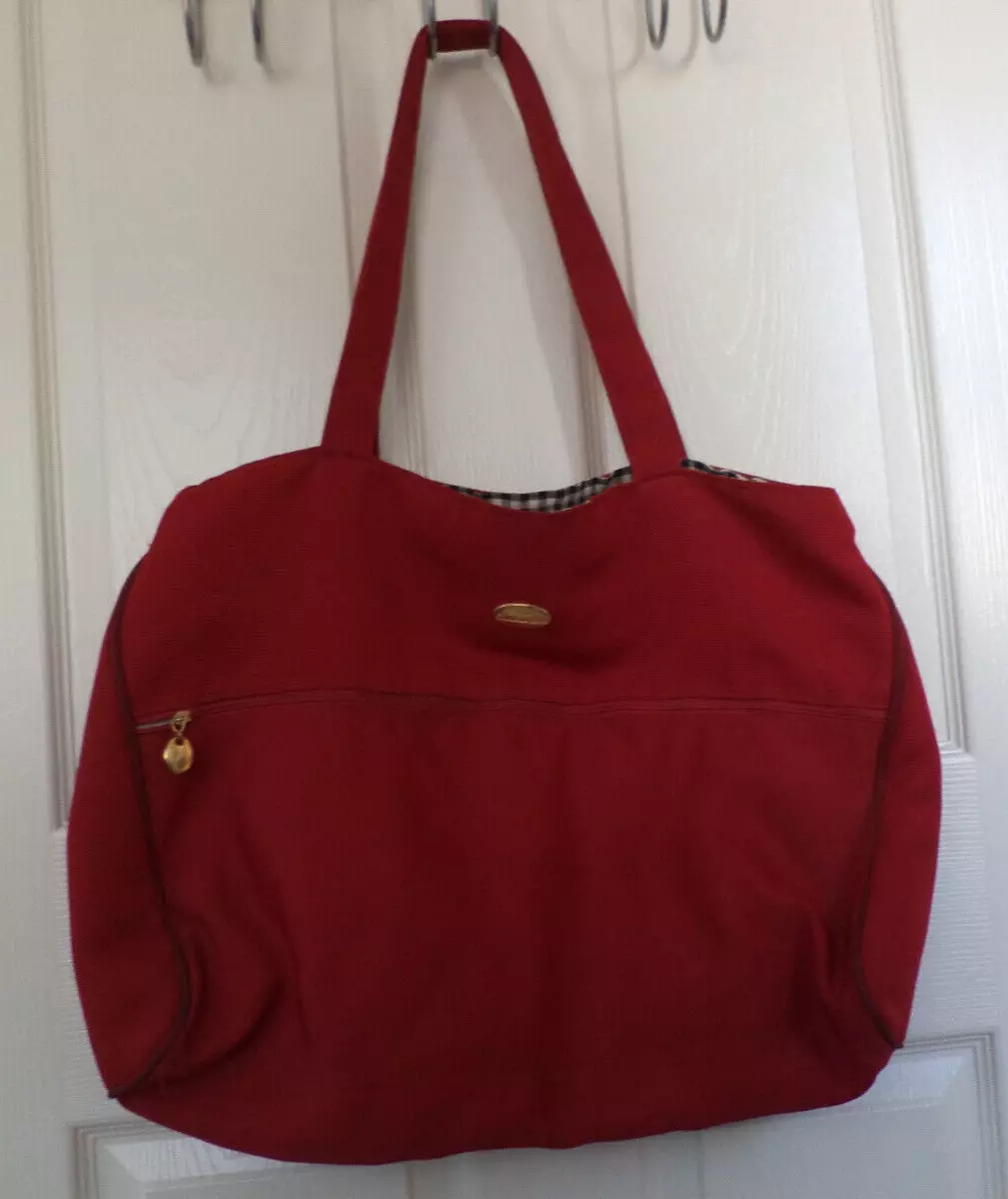 Grand sac à main voyage vintage parfums Christian Dior toile rouge 18