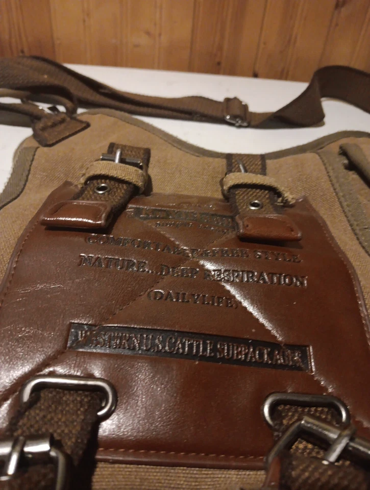 Ru YiHuang Comfortable And Free Style Leather And Canvas Bag - Image 3 of 4