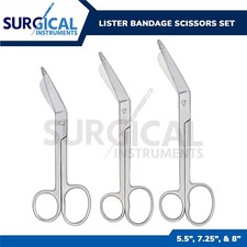 3 Bandage Scissor Nurses Surgical Instrument W/One Large Ring 5.50, 7.25", & 8"